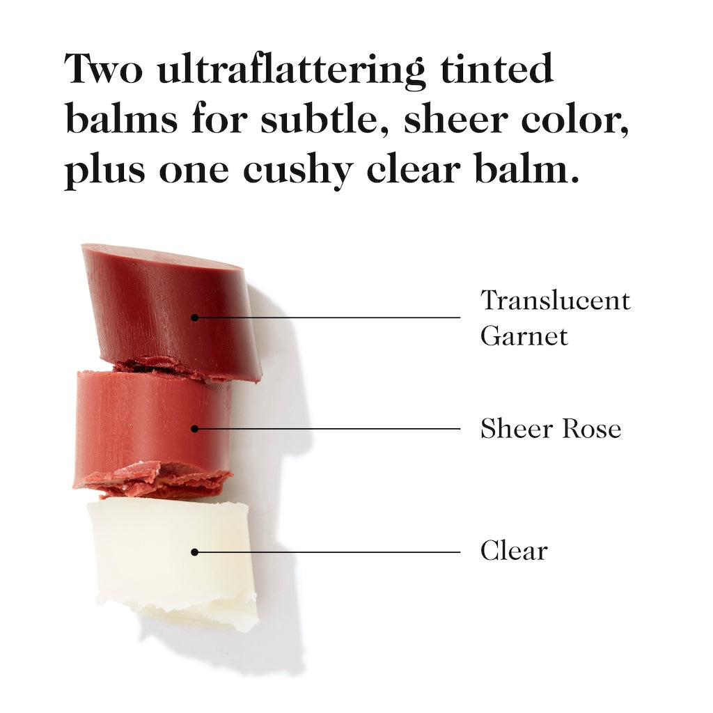 Clean Nourishing Lip Balm Trio - Clear, Garnet, Rose