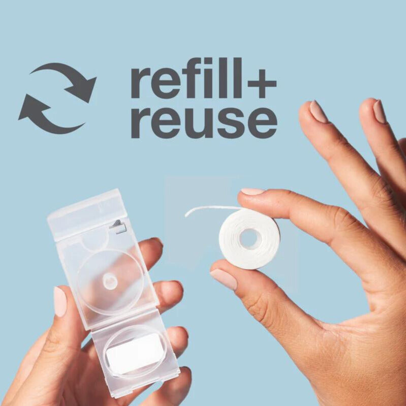 Expanding Refillable Dental Floss Dispenser / Mint 30m