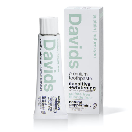 davids premium travel size sensitive whitening toothpaste peppermint 50g